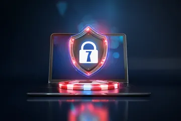 VM916 Secure Login — Fast and safe account entry A laptop glowing with a bright login prompt in a minimalistic setup, symbolizing the protected access system at VM916.